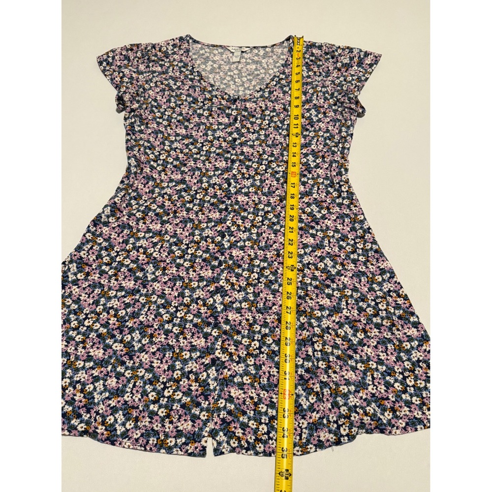 Arizona Jean Co Floral Mini Dress Purple Blue Ditsy Print Button Front Size L - Picture 4 of 11